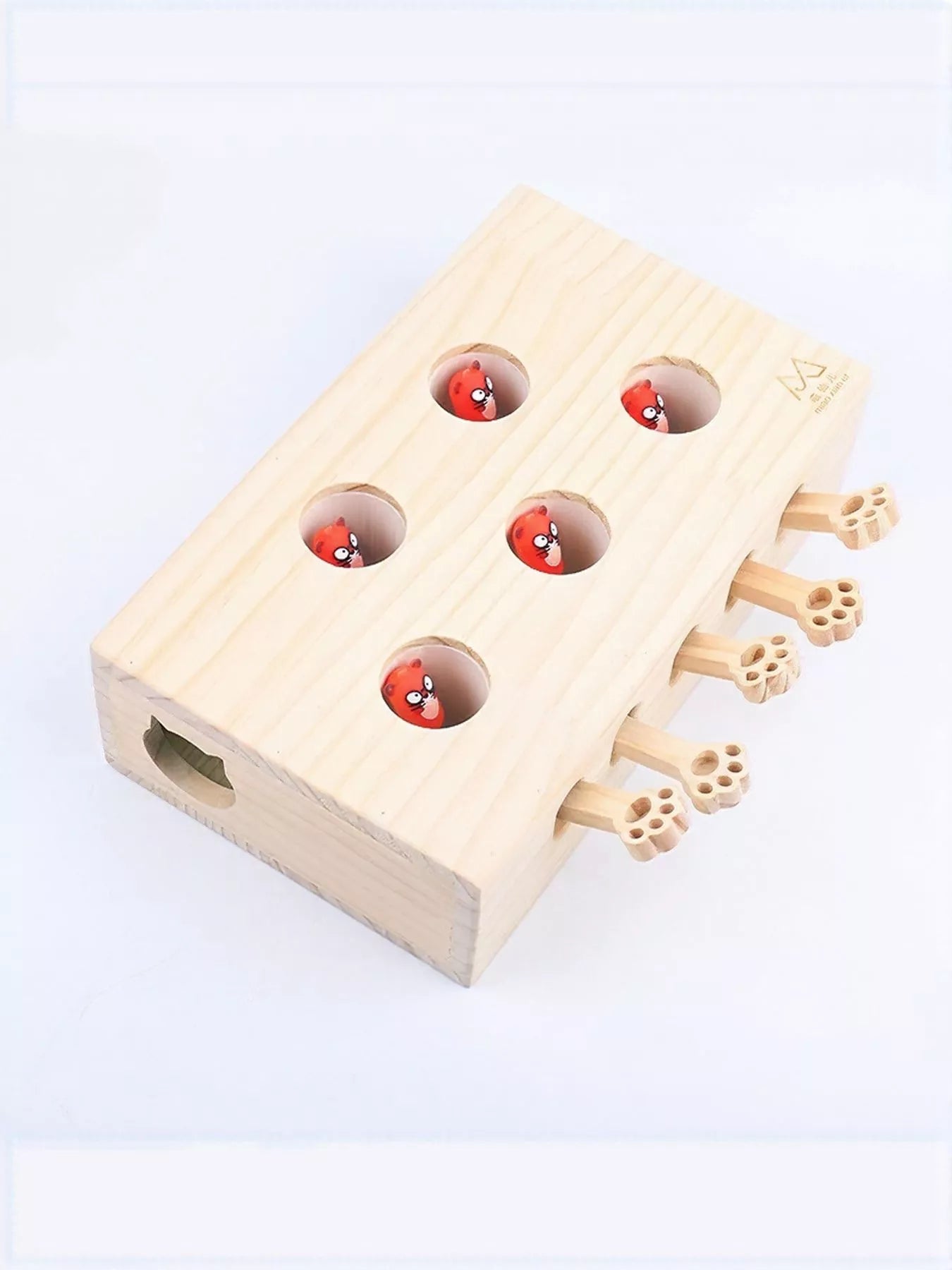 Interactive Wooden Cat Puzzle Toy with Mice