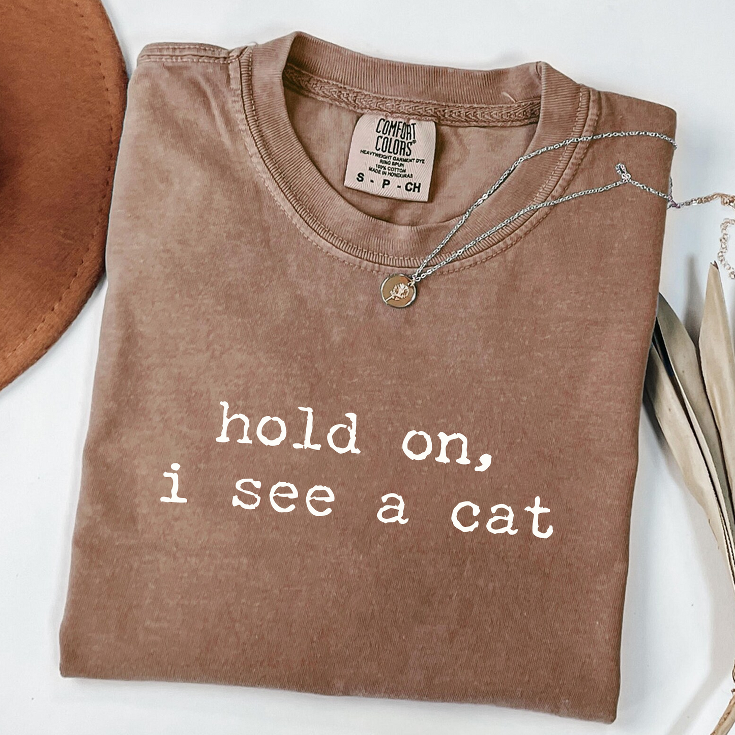 Hold On I See a Cat - Funny Cat Lover T-Shirt