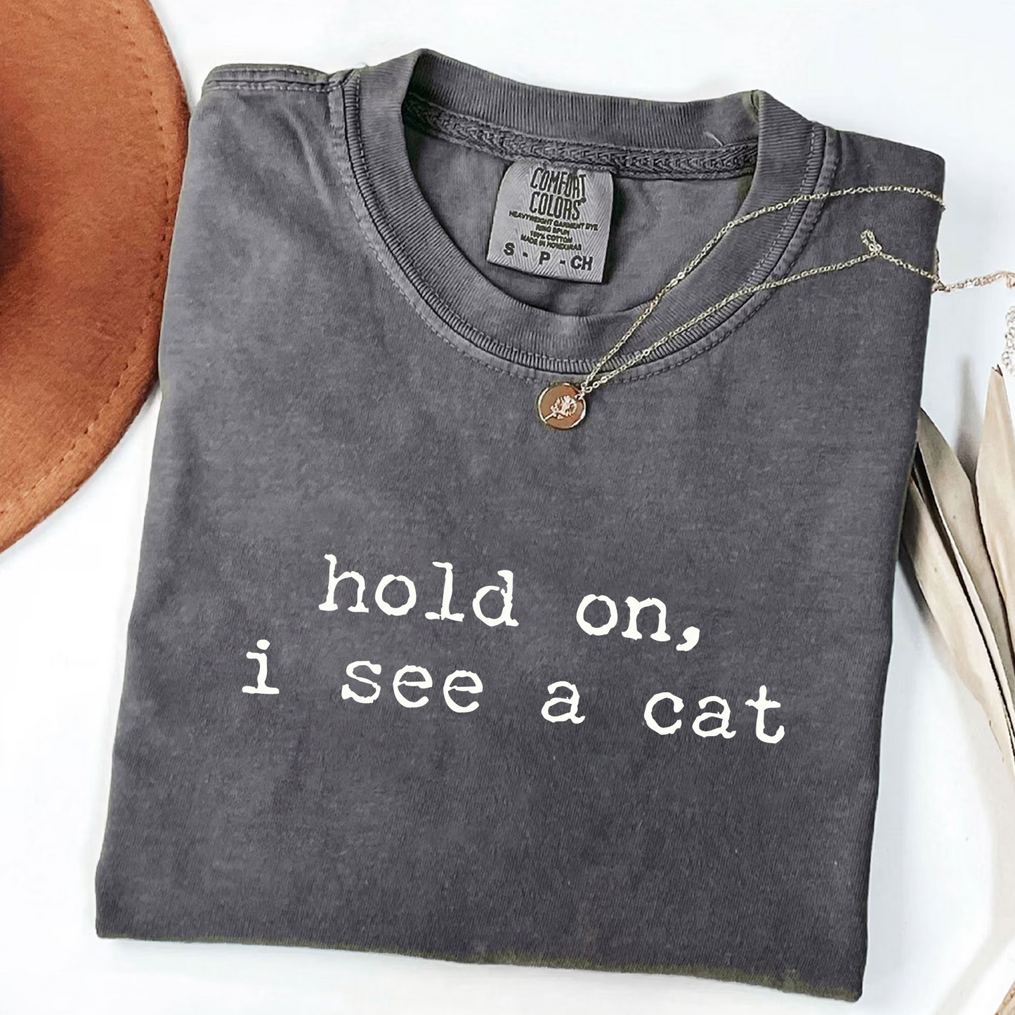 Hold On I See a Cat - Funny Cat Lover T-Shirt