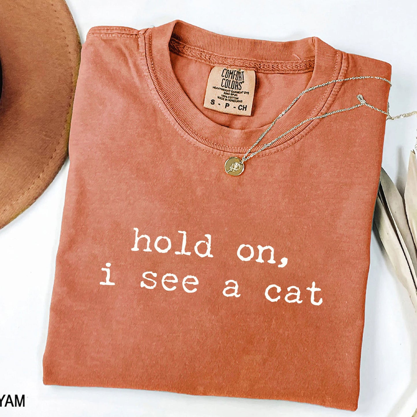 Hold On I See a Cat - Funny Cat Lover T-Shirt