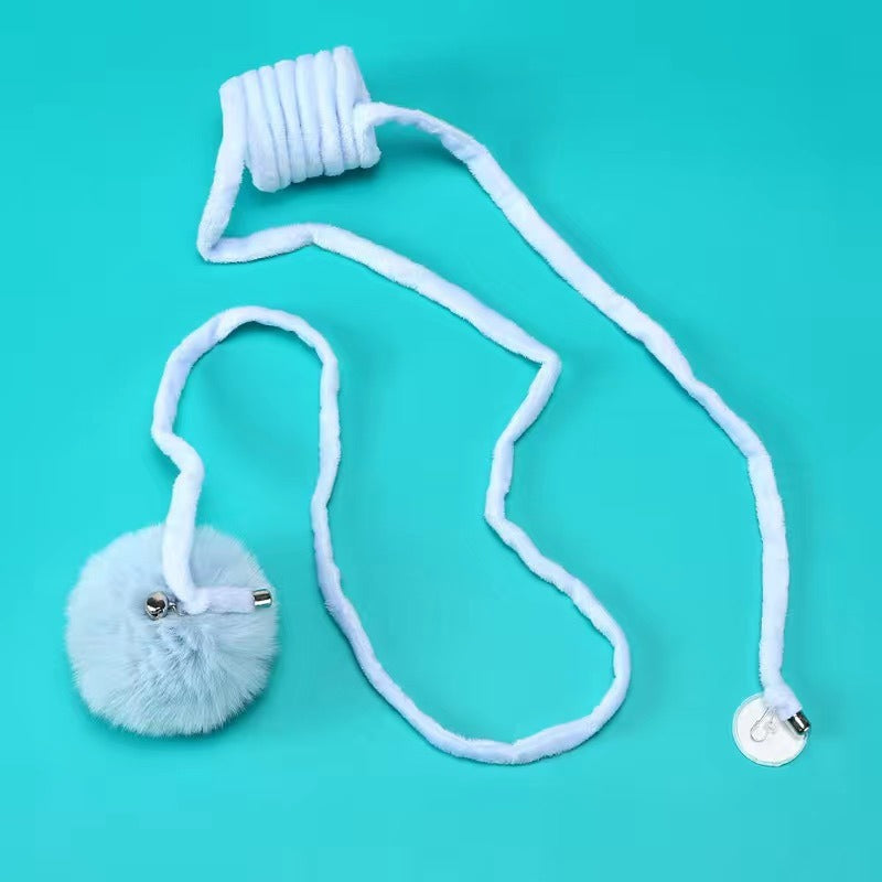 Sucker type spring rabbit hair ball cat toy tease cat ball self hi interactive cat toy ball pet supplies