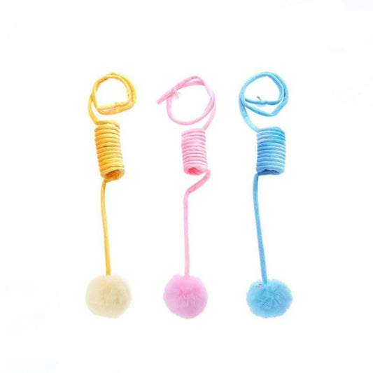 Sucker type spring rabbit hair ball cat toy tease cat ball self hi interactive cat toy ball pet supplies