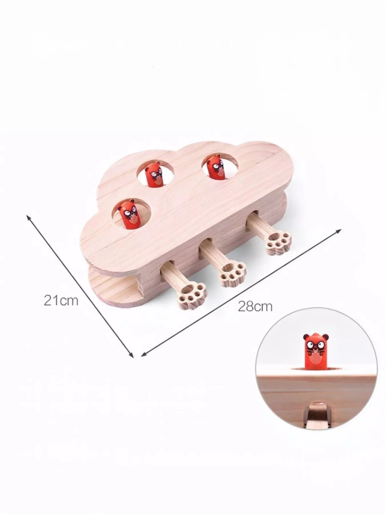Interactive Wooden Cat Puzzle Toy with Mice