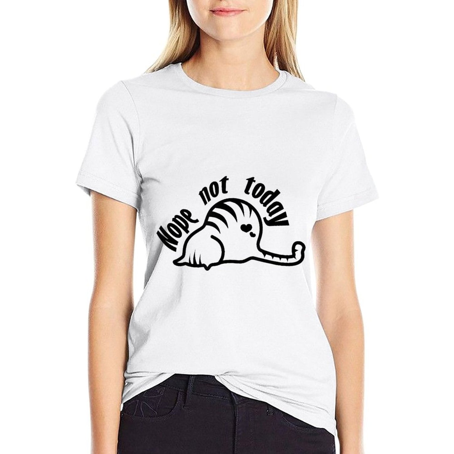 Nope Funny Cat Sarcastic Novelty Graphic Top Women  Affordable Price T-Shirt