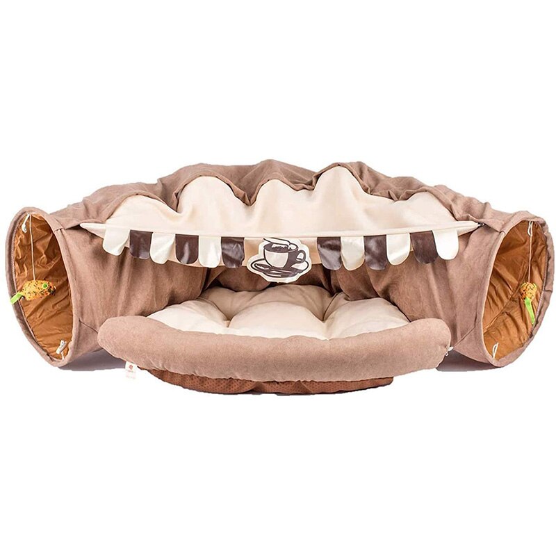 Collapsible Removable Cat Tunnel Tube is With Cat Bed Set