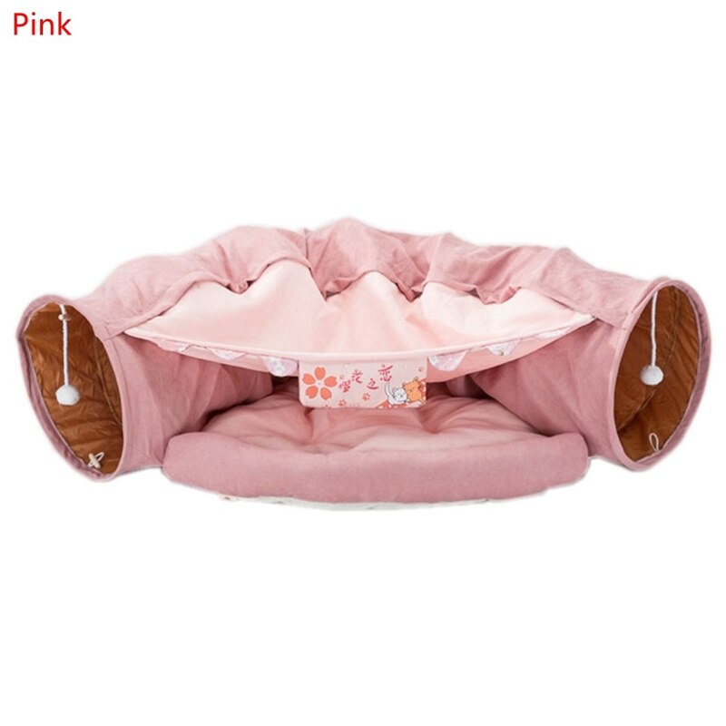 Collapsible Removable Cat Tunnel Tube is With Cat Bed Set