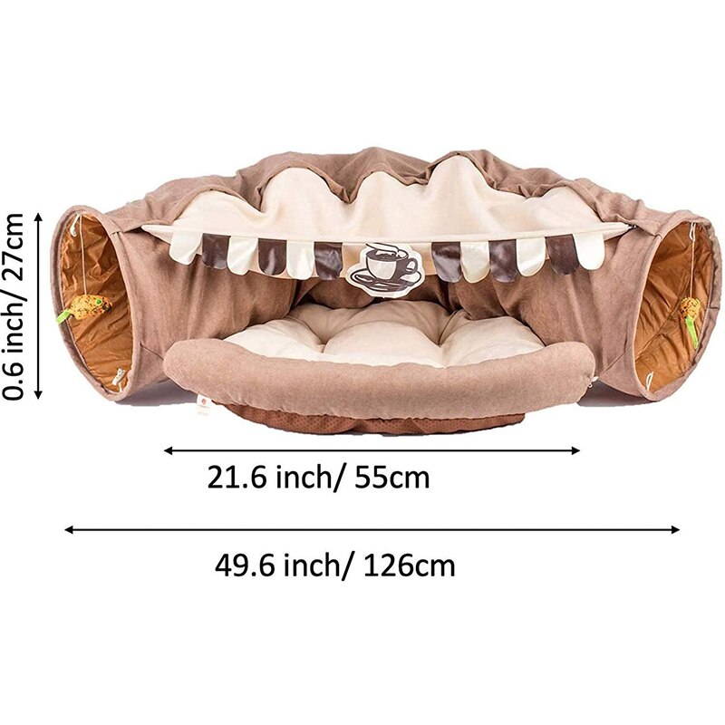 Collapsible Removable Cat Tunnel Tube is With Cat Bed Set