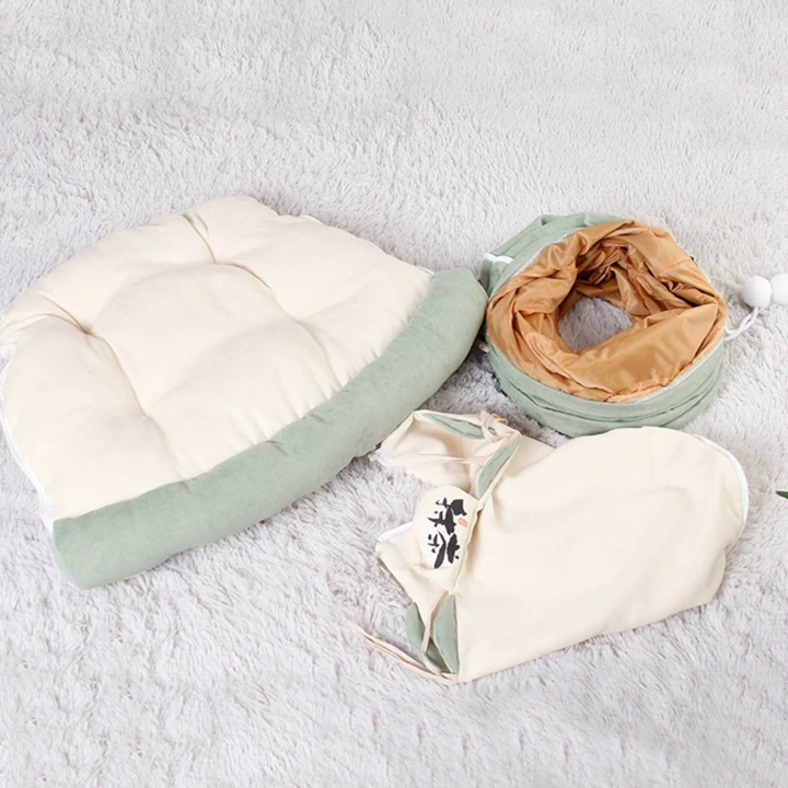 Collapsible Removable Cat Tunnel Tube is With Cat Bed Set