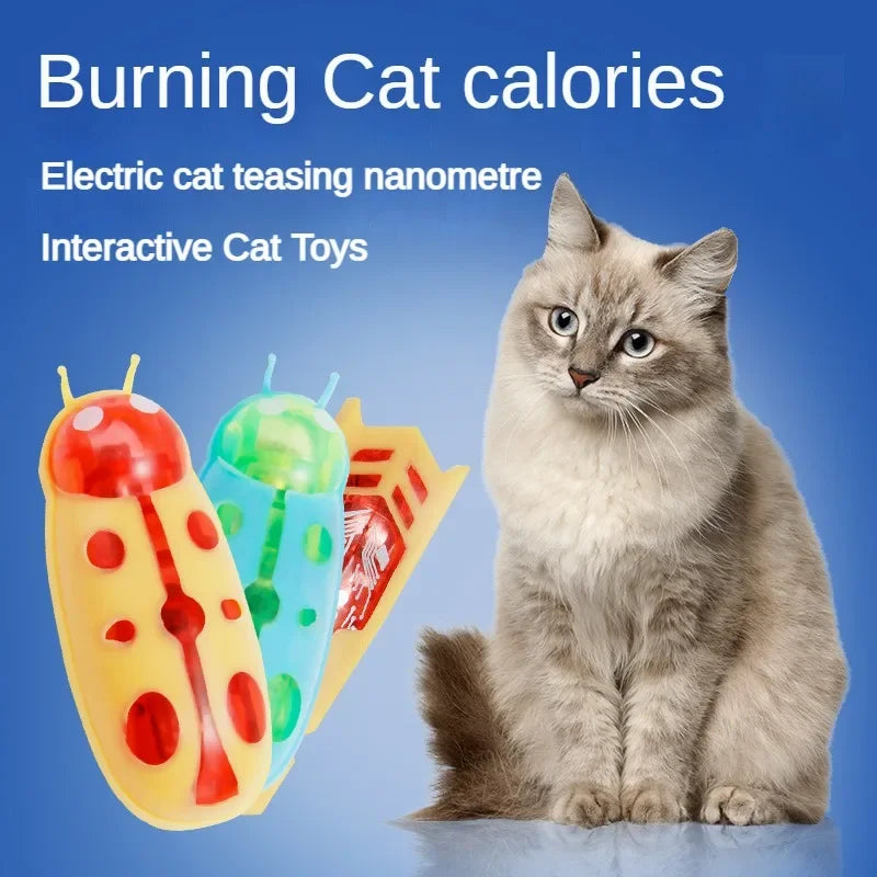 Interactive Battery Operated Bug Cat Toy for Kittens Automatic Vibration Beetle with Obstacle Avoidance