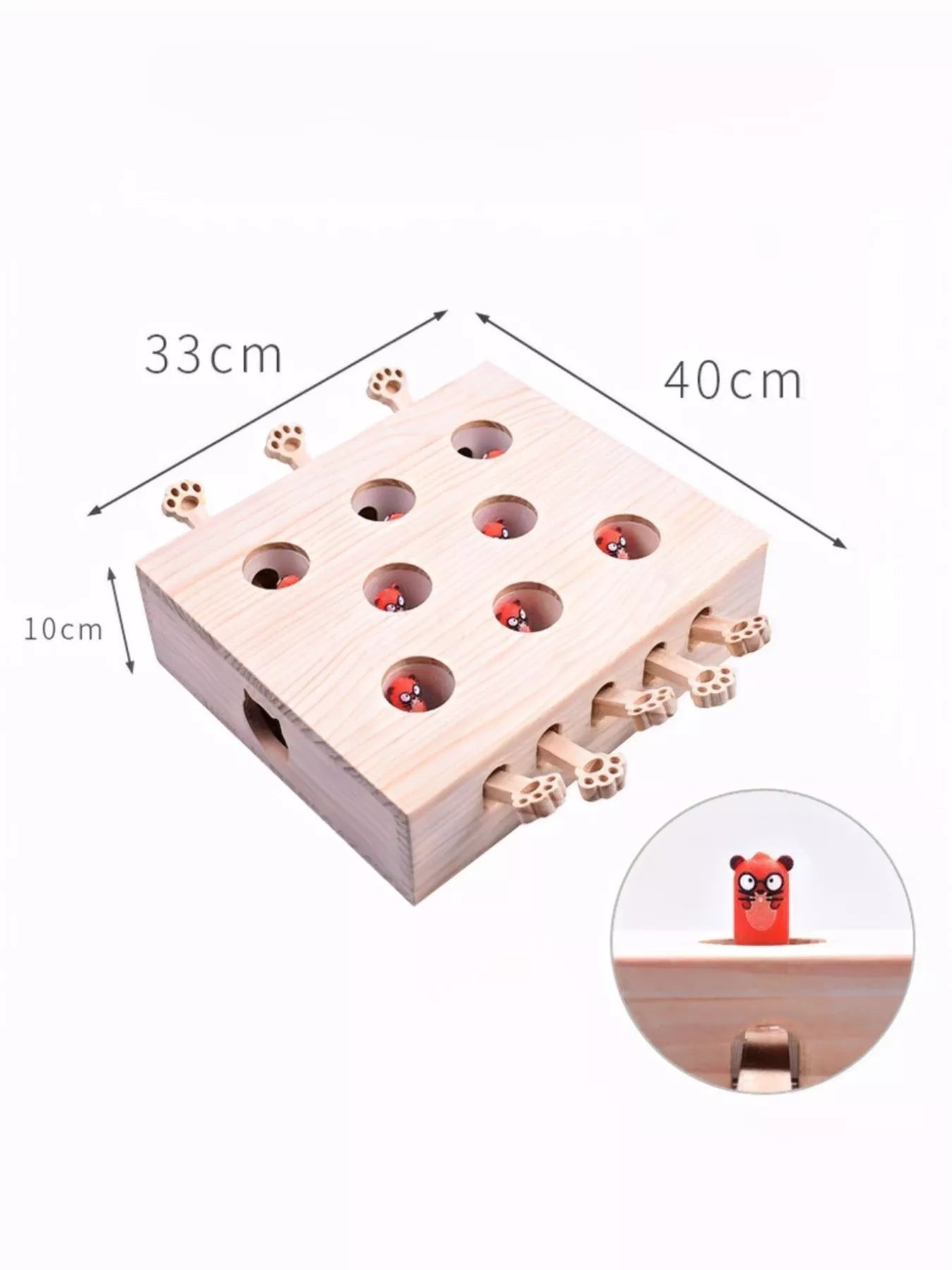 Interactive Wooden Cat Puzzle Toy with Mice