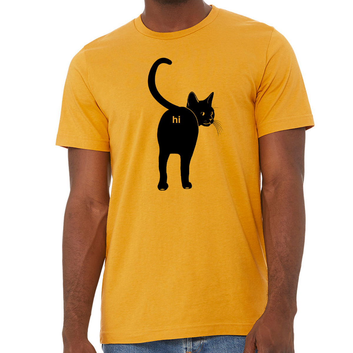Cat Butt Hi Shirt- Funny Guys Kitten Hello Joke Tee Shirt- Cat Lover Gift For Him- Premium Soft Bella Canvas Tshirt