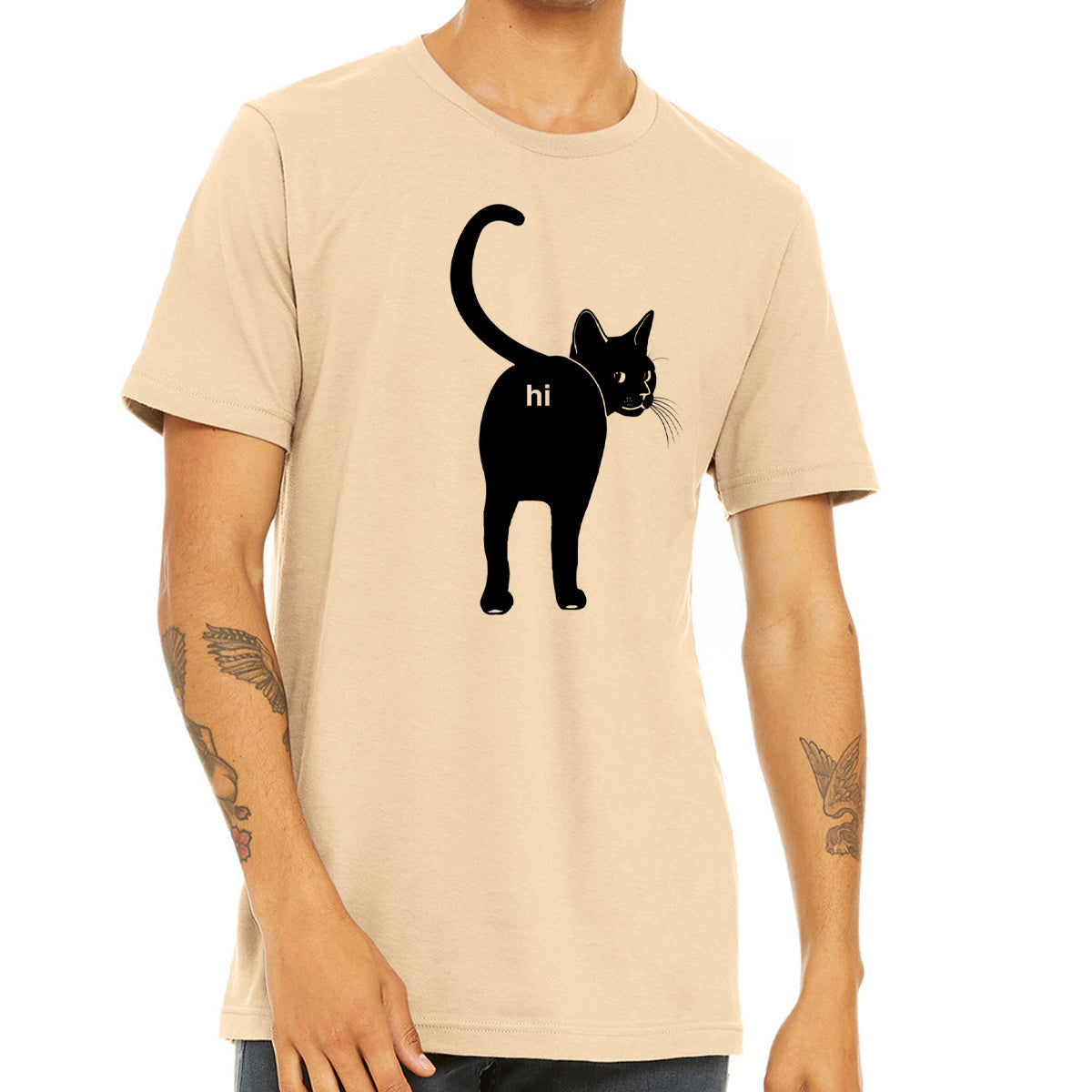 Cat Butt Hi Shirt- Funny Guys Kitten Hello Joke Tee Shirt- Cat Lover Gift For Him- Premium Soft Bella Canvas Tshirt