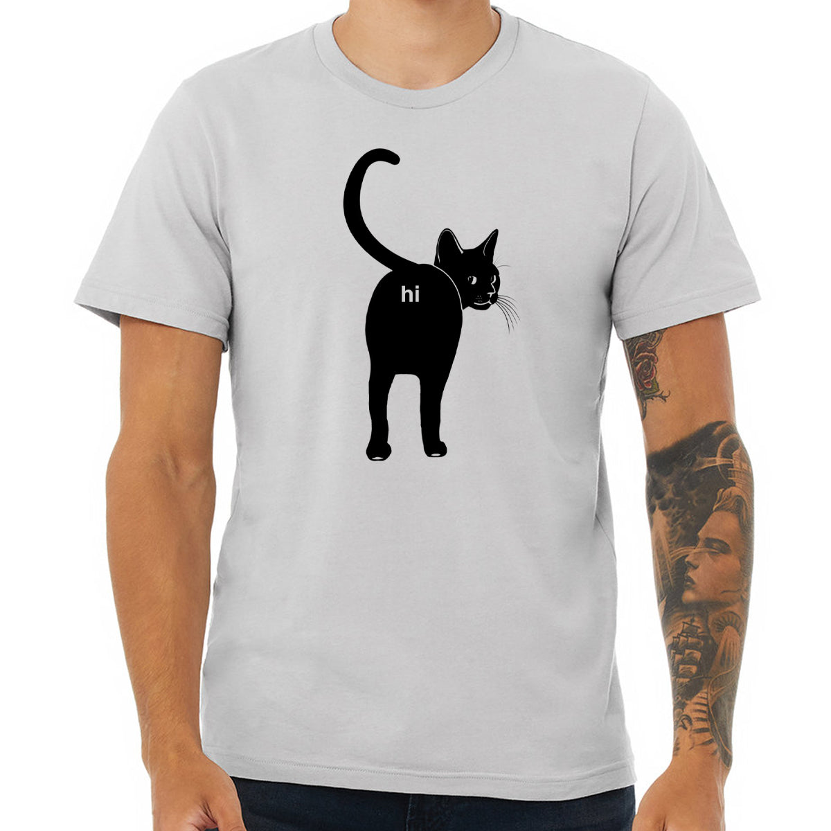 Cat Butt Hi Shirt- Funny Guys Kitten Hello Joke Tee Shirt- Cat Lover Gift For Him- Premium Soft Bella Canvas Tshirt