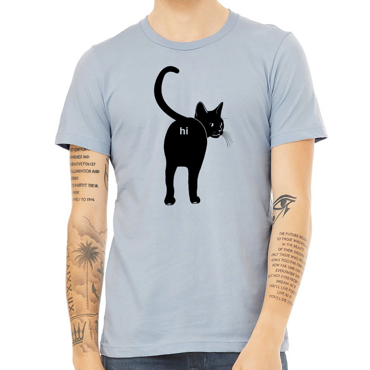 Cat Butt Hi Shirt- Funny Guys Kitten Hello Joke Tee Shirt- Cat Lover Gift For Him- Premium Soft Bella Canvas Tshirt