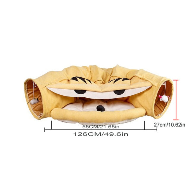 Collapsible Removable Cat Tunnel Tube is With Cat Bed Set