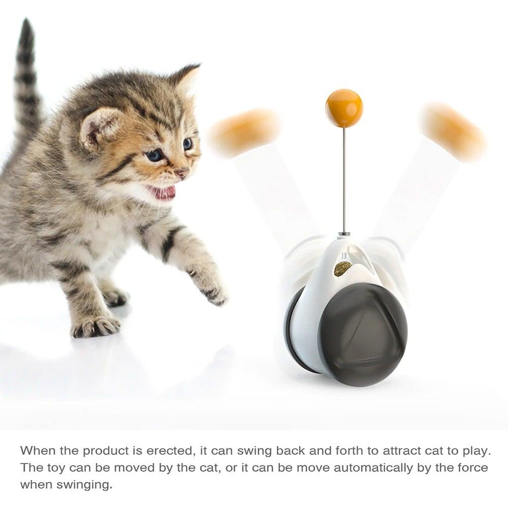 Swing Toys for Cats Kitten Interactive Balance Car Cat Chasing Toy With Catnip Funny Pet Products Indoor Cats Chaser Toys with Feather Catnip Ball Balanced Exercise Wheel Toy for Cats Chasing Hunting Playing